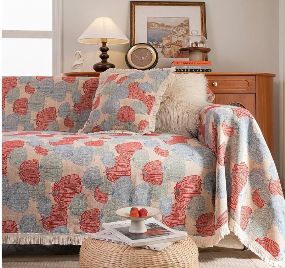 Pumpkin Fall Jacquard Sofa Protector 91” x 150”